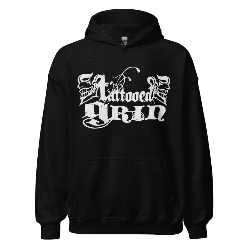 Tattooed Grin Unisex Hoodie - White Lettering Front