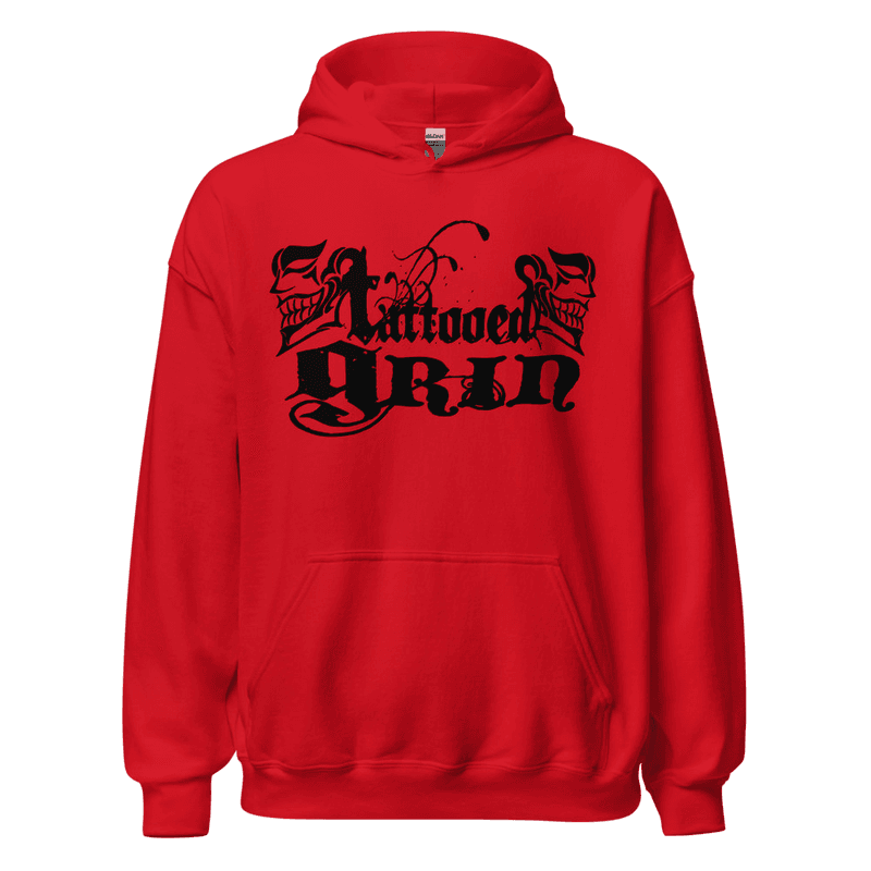 Tattooed Grin Unisex Hoodie - Black Lettering Front